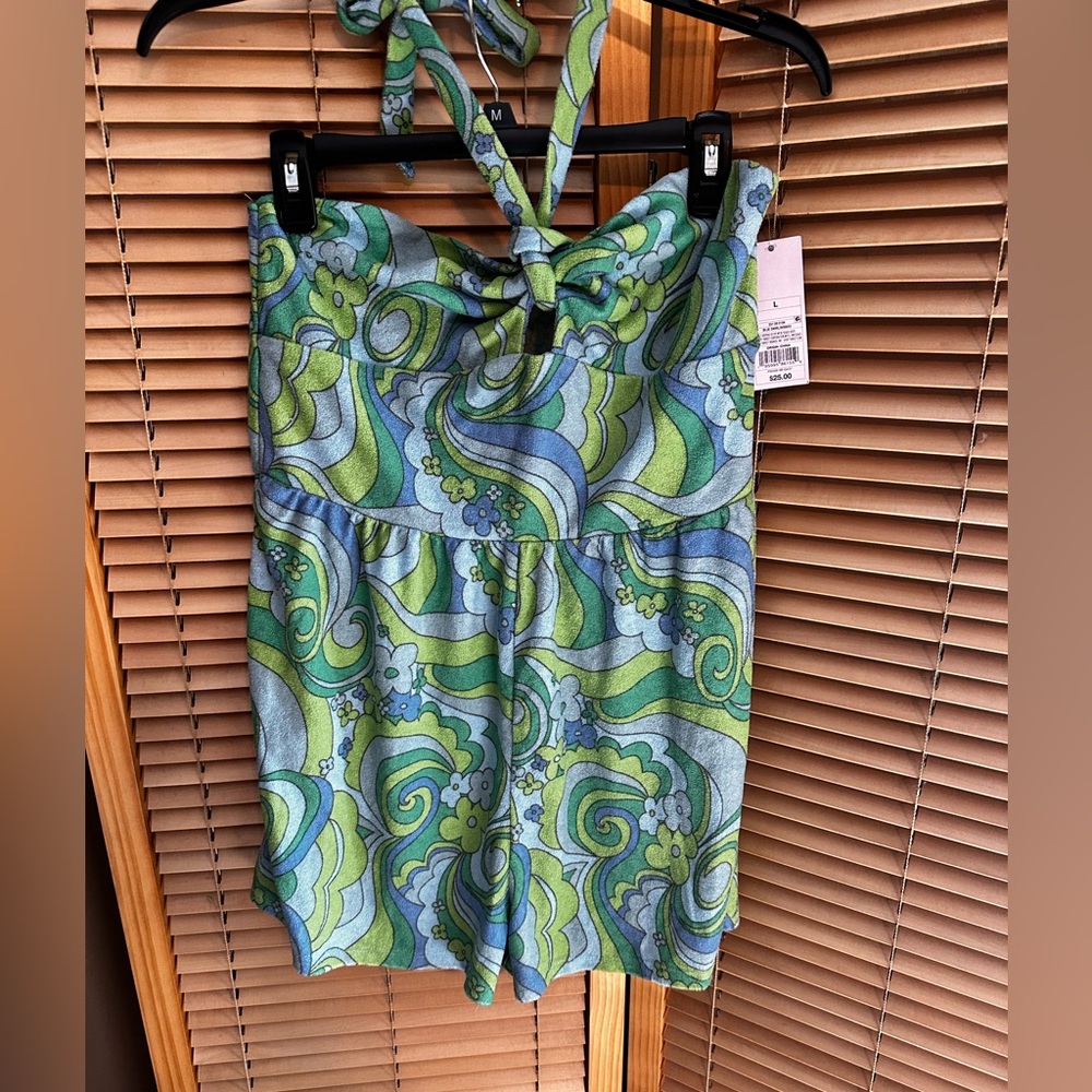 Wild Fable brand Romper green and blue Patterned Strapless